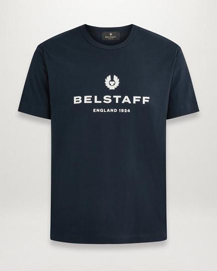 T-Shirt Belstaff Homme 1924 Bleu Foncé Marine Coton Soldes TF4218569